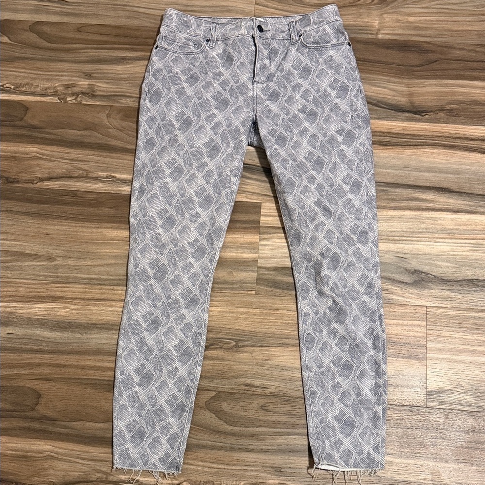 PAIGE Verdugo Ankle Jeans Periscope Gray Viper Print Raw Hem Women’s Sz. 29